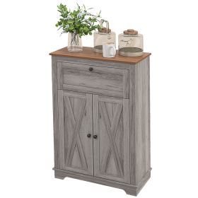 Farmhouse Sideboard Storage Cabinet with Doors and Drawer for Kitchen, Living room, 23.5"x11.75"x34.5", Gray