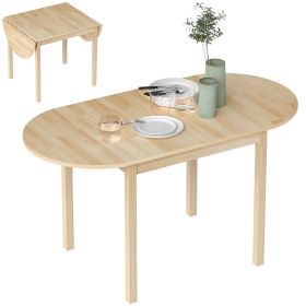 55" Wood Kitchen Table, Drop Leaf Tables for Small Spaces, Natural