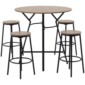 5-Piece Bar Table and Chairs Set, Space Saving Dining Table & 4 Stools