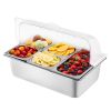 VEVOR Countertop Food Serving Display Container, 5 Pan Stainless Steel Food Serving Tray