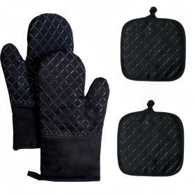 Oven Mitts and Pan Racks 4-Piece Set, Extended Kitchen Oven Mitts and Pan Racks, Heat Resistant 500 °F