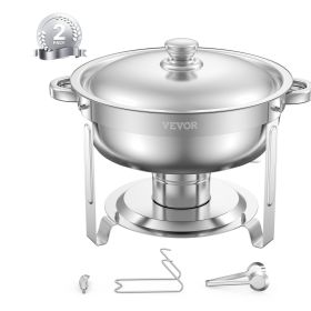 VEVOR Chafing Dish Buffet Set, 5 Qt 2 Pack, Stainless Steel Chafer with 2 Full Size Pans
