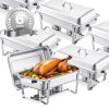 VEVOR Chafing Dish Buffet Set, 8 Qt 6 Pack, Stainless Steel Chafer with 6 Full Size Pans