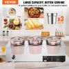 VEVOR Electric Soup Warmer, Three 7.4QT Stainless Steel Round Pot, 1200W Commercial Food Warmer, 86~185 Fahrenheit Adjustable Temp