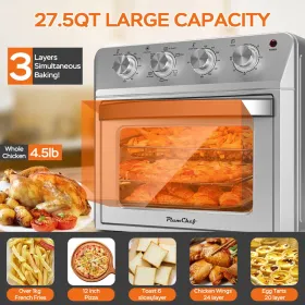 27.5QT 6-in-1 Air Fryer Toaster Oven Dropdown-Door 6-Slice Countertop Convection Oven For Air Frying, Baking, Roasting, Broiling & Grilling, 1600W, Sl