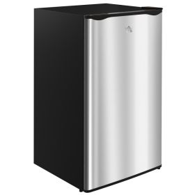3.2 Cu.Ft Mini Fridge with Freezer, Single Door Compact Refrigerator with Adjustable Thermostat, Shelf and Reversible Door for Bedroom, Dorm, Home Of (Option: Silver-510x465x885 mm)