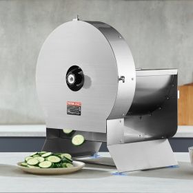 Electric Vegetable Slicer, 0-0.5'/0-12mm Thickness Adjustable Commercial Slicer Machine, Convertible To Manual, Stainless Steel Food Cutter Slicing Ma (Option: Silver)