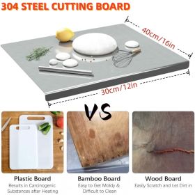 XXL 304 Stainless Steel Cutting Board  Anti-Slip & Mildew-Proof! No More Moldy Wooden Boards | Heavy-Duty & Food-Safe, Easy to Clean â€“ Chop Meat (size: 30cm*40cm)